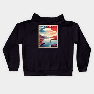 Loch Ness United Kingdom Vintage Travel Tourism Poster Kids Hoodie